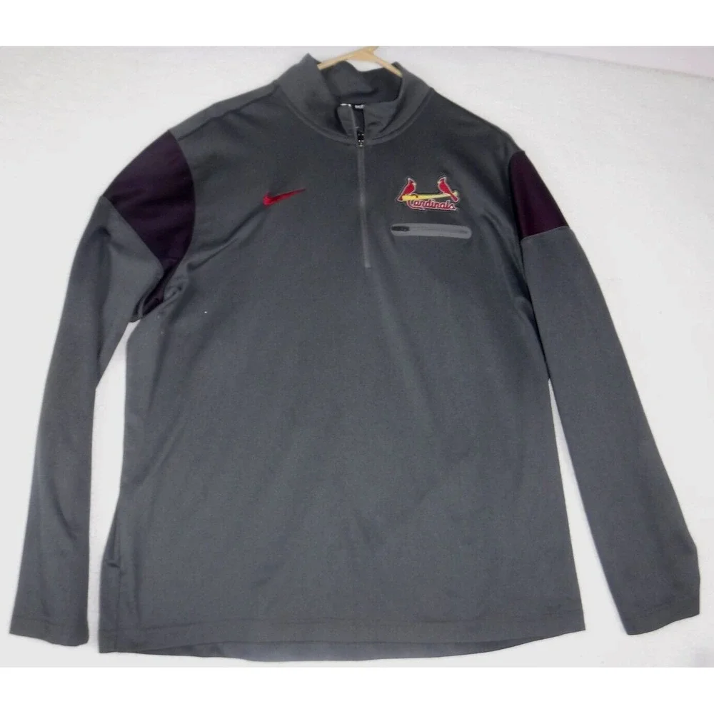 Nike BSBL Genuine Merchandise Men's XL St Louis‎ Cardinals 1/4 Zip Pullover Gray